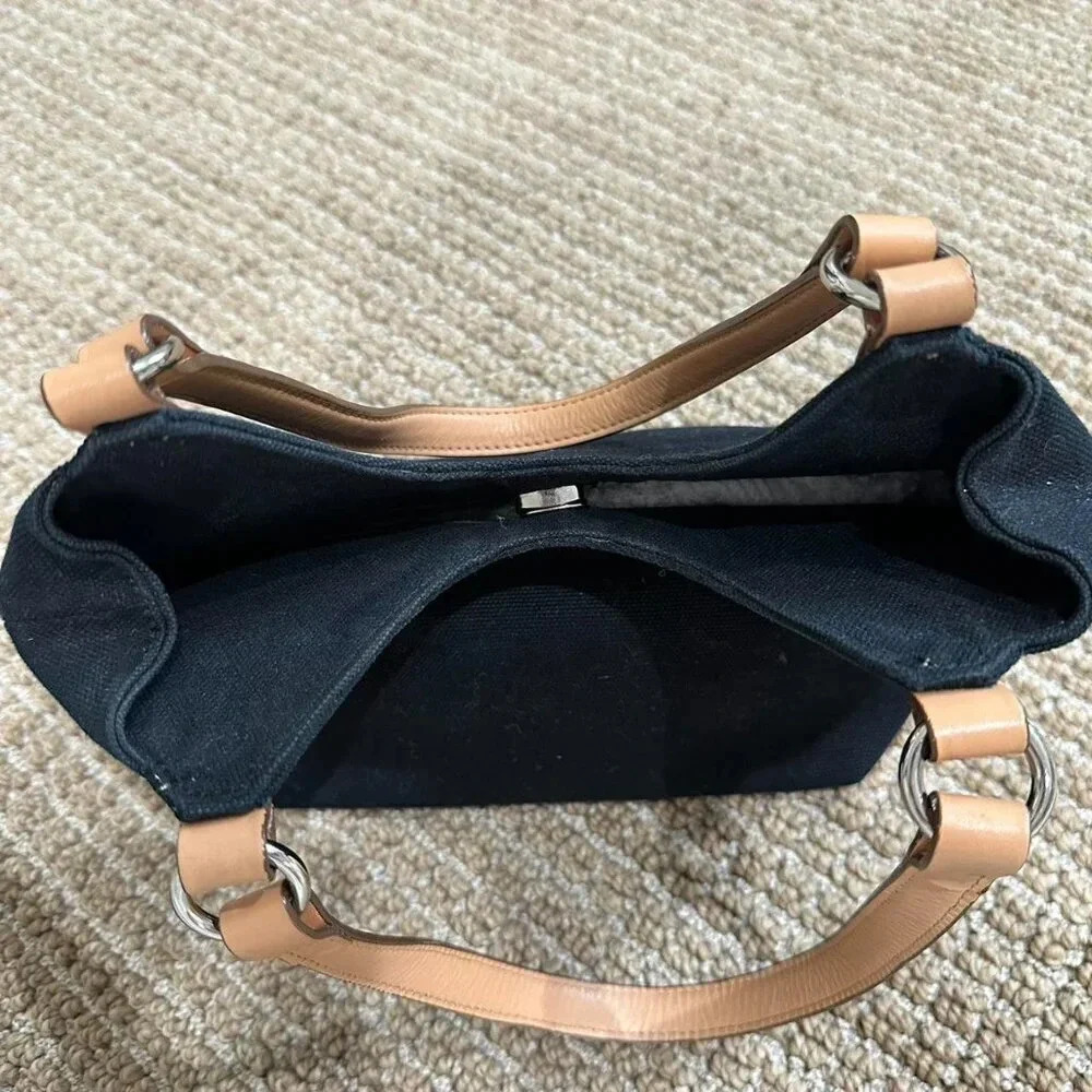 Vintage Ann Taylor Black Canvas shoulder bag - Picture 4 of 6